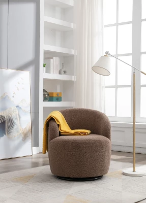 ModernLuxe 360° Swivel Accent Armchair - Modern Barrel Chair with Metal Base 3 ModernLuxe 360° Swivel Accent Armchair - Modern Barrel Chair with Metal Base
