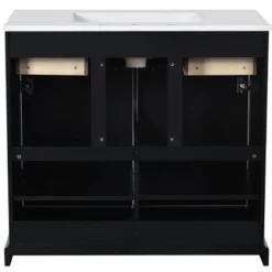 36'' Retro Bathroom Vanity With Ceramic Sink, Solid Wood Frame Freestanding Storage Cabinet With Soft-Close Doors & Drawers - ModernLuxe 22 36'' Retro Bathroom Vanity With Ceramic Sink, Solid Wood Frame Freestanding Storage Cabinet With Soft-Close Doors & Drawers - ModernLuxe -Luxe Furniture Sale GUEST b96fbd04 94fe 46af 8f32 24222de260f3