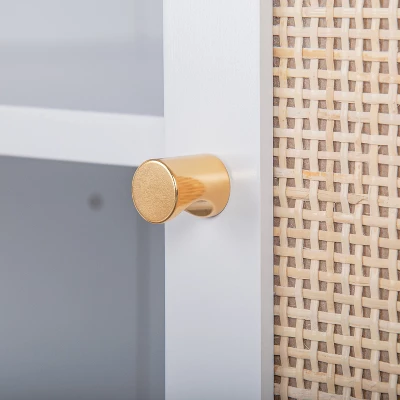 Set Of 2, Natural Rattan 2 Door Cabinets With 1 Adjustable Internal Shelf - ModernLuxe 9 Set Of 2, Natural Rattan 2 Door Cabinets With 1 Adjustable Internal Shelf - ModernLuxe - Image 7