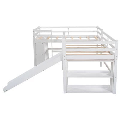 ModernLuxe Twin Size L-Shaped Loft Bed with Slide and Movable Two-Tier Shelves 9 ModernLuxe Twin Size L-Shaped Loft Bed with Slide and Movable Two-Tier Shelves - Image 7