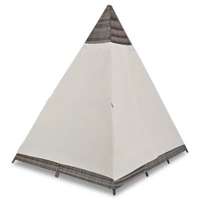 ModernLuxe 90.5" Outdoor Sunbed with Pyramid Tent Canopy and Privacy Curtains 10 ModernLuxe 90.5" Outdoor Sunbed with Pyramid Tent Canopy and Privacy Curtains - Image 8