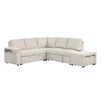 90.6" L-Shaped Padded Modular Sofa With Storage Space, Reversible Sectional Couch With USB Ports, And Cup Holders On The Armrests 4W-ModernLuxe 5 90.6" L-Shaped Padded Modular Sofa With Storage Space, Reversible Sectional Couch With USB Ports, And Cup Holders On The Armrests 4W-ModernLuxe - Image 3