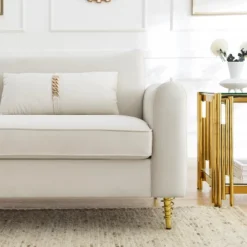 80.3" Modern Velvet Tufted Sofa With 2 Pillows And Gold Legs - ModernLuxe 23 80.3" Modern Velvet Tufted Sofa With 2 Pillows And Gold Legs - ModernLuxe -Luxe Furniture Sale GUEST bb1013e4 0925 4ff3 b426 8e48f72586bc