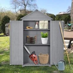 ModernLuxe 5.8ft Outdoor Wood Lean-to Storage Shed with Waterproof Roof