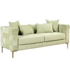 80.5" Modern Upholstered Sofa With Golden Metal Legs And 4 Pillows-ModernLuxe 22 80.5" Modern Upholstered Sofa With Golden Metal Legs And 4 Pillows-ModernLuxe -Luxe Furniture Sale GUEST bc21e6a4 3320 4e34 aa41 a005b9070a15