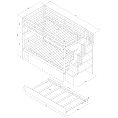 ModernLuxe Twin Over Twin Bunk Bed with Trundle, Stairs, and Storage Shelves 6 ModernLuxe Twin Over Twin Bunk Bed with Trundle, Stairs, and Storage Shelves - Image 4