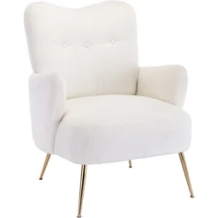 ModernLuxe Teddy Plush Accent Chair with Golden Metal Legs -Luxe Furniture Sale GUEST bde1c471 9a15 47fa 860e ccbc09f43cb6