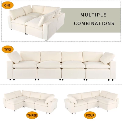 105.9" Upholstered Modular Sofa With USB Charge Ports, Wireless Charging And Built-in Bluetooth Speaker-ModernLuxe 7 105.9" Upholstered Modular Sofa With USB Charge Ports, Wireless Charging And Built-in Bluetooth Speaker-ModernLuxe - Image 5