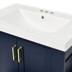 30" Bathroom Vanity With Single Sink, Drawer And Double Sided Storage Shelf, Navy Blue - ModernLuxe -Luxe Furniture Sale GUEST bef2e7e6 a7ac 4120 be48 29024aad37e2