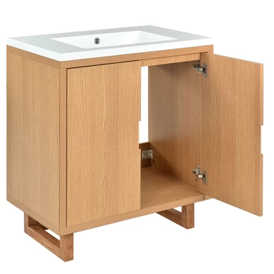 30" Bathroom Vanity Set With Sink, Combo Bathroom Storage Cabinet, Natural-ModernLuxe 9 30" Bathroom Vanity Set With Sink, Combo Bathroom Storage Cabinet, Natural-ModernLuxe - Image 7