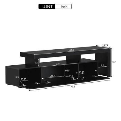 Modern TV Stand For TVs Up To 70'', UV High Gloss Surface Entertainment Center With DVD Shelf-ModernLuxe 4 Modern TV Stand For TVs Up To 70'', UV High Gloss Surface Entertainment Center With DVD Shelf-ModernLuxe - Image 2