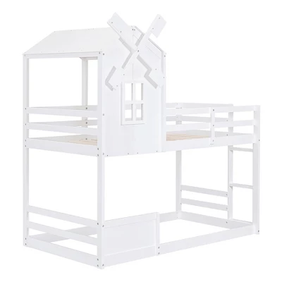ModernLuxe Twin Over Twin Bunk Bed with Roof, Window, and Whimsical Windmill 7 ModernLuxe Twin Over Twin Bunk Bed with Roof, Window, and Whimsical Windmill - Image 5