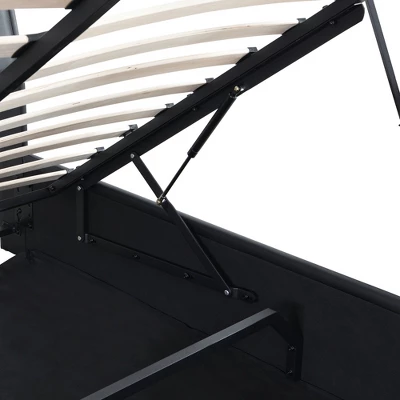 Upholstered Faux Leather Platform Bed With A Hydraulic Storage System-ModernLuxe 11 Upholstered Faux Leather Platform Bed With A Hydraulic Storage System-ModernLuxe - Image 9