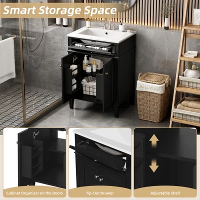 ModernLuxe 24-Inch Bathroom Vanity with Ceramic Sink and Storage Cabinet 4 ModernLuxe 24-Inch Bathroom Vanity with Ceramic Sink and Storage Cabinet - Image 2