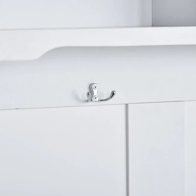 3-in-1 Design Hall Tree Entryway Bench With Shelves Cabinet And Four Hooks-ModernLuxe 11 3-in-1 Design Hall Tree Entryway Bench With Shelves Cabinet And Four Hooks-ModernLuxe - Image 9