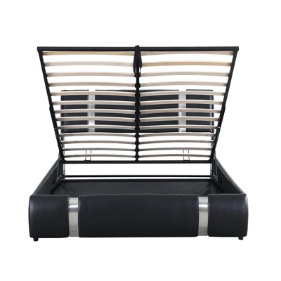 Upholstered Faux Leather Platform Bed With A Hydraulic Storage System-ModernLuxe 7 Upholstered Faux Leather Platform Bed With A Hydraulic Storage System-ModernLuxe - Image 5