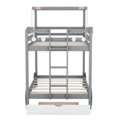 ModernLuxe Twin Over Twin Car-Shaped Bunk Bed with Drawers and Shelves -Luxe Furniture Sale GUEST c2543cb4 5767 4c89 bee0 0537b7eac9ae