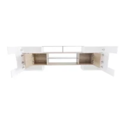 Versatile TV Stand For TVs Up To 80" With 2 Lighted Glass Shelves And LED Color Changing Lights - ModernLuxe -Luxe Furniture Sale GUEST c28e0a5e 9c59 4b22 8db0 657c95043e33
