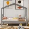 Twin Size Wood House Bed Frame With Storage Space-ModernLuxe