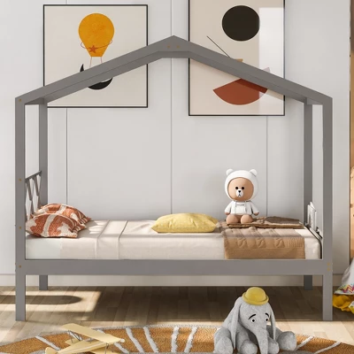 Twin Size Wood House Bed Frame With Storage Space-ModernLuxe 3 Twin Size Wood House Bed Frame With Storage Space-ModernLuxe