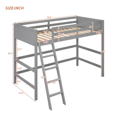 ModernLuxe Twin Size Wood Loft Bed with Ladder and Safety Rails 4 ModernLuxe Twin Size Wood Loft Bed with Ladder and Safety Rails - Image 2