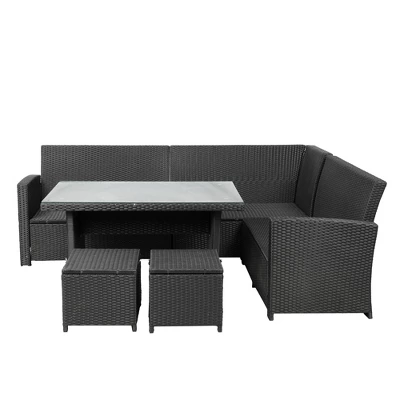 ModernLuxe 6-Piece Outdoor Patio Sectional Sofa Set with Tempered Glass Table 8 ModernLuxe 6-Piece Outdoor Patio Sectional Sofa Set with Tempered Glass Table - Image 6