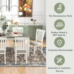 ModernLuxe 7-Piece Neoclassical Dining Table Set - Gray & White Wooden Furniture -Luxe Furniture Sale GUEST c3d15ead 92ad 4179 916c fc6b56408059