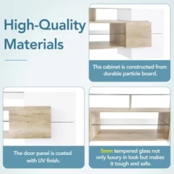 Versatile TV Stand For TVs Up To 80" With 2 Lighted Glass Shelves And LED Color Changing Lights - ModernLuxe -Luxe Furniture Sale GUEST c3f00bf9 675d 40c5 9046 8c46a662e804