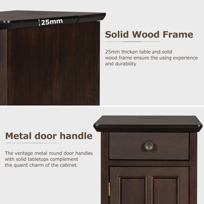 ModernLuxe Classic Vintage End Table with USB Ports and Storage Drawer 12 ModernLuxe Classic Vintage End Table with USB Ports and Storage Drawer - Image 10