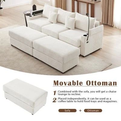 2/4/5/6 Pcs Sectional Sofa Couch, Storage Sofa Chair With Movable Ottoman, USB Ports, Cup Holders, Phone Holder -ModernLuxe 5 2/4/5/6 Pcs Sectional Sofa Couch, Storage Sofa Chair With Movable Ottoman, USB Ports, Cup Holders, Phone Holder -ModernLuxe - Image 3