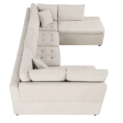 117.3"W Oversized Sectional Sofa U- Shaped Sofa Couch Pull-out Sofa Bed With Two Throw Pillows - ModernLuxe 12 117.3"W Oversized Sectional Sofa U- Shaped Sofa Couch Pull-out Sofa Bed With Two Throw Pillows - ModernLuxe - Image 10