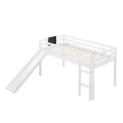ModernLuxe Twin Size Loft Wood Bed with Slide, Reversible Ladder, and Creative Chalkboard -Luxe Furniture Sale GUEST c5328563 bd15 493b bca3 f5d90f8a4a42