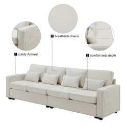 104" 4-Seater Modern Minimalist Linen Fabric Sofa With Arm Pockets And 4 Pillows - ModernLuxe 17 104" 4-Seater Modern Minimalist Linen Fabric Sofa With Arm Pockets And 4 Pillows - ModernLuxe -Luxe Furniture Sale GUEST c555cdab 9185 46a8 9215 54dc6ea13df8