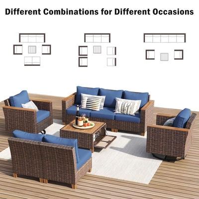 ModernLuxe 8-Piece Wicker Patio Set with Swivel Rocking Chairs 5 ModernLuxe 8-Piece Wicker Patio Set with Swivel Rocking Chairs - Image 3