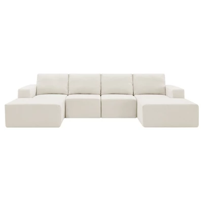 110"W Modular U-Shaped Sectional Sofa, Luxury Chenille Upholstered Foam-Filled Floor Couch Set - ModernLuxe 10 110"W Modular U-Shaped Sectional Sofa, Luxury Chenille Upholstered Foam-Filled Floor Couch Set - ModernLuxe - Image 8