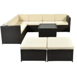 ModernLuxe 9-Piece Outdoor Rattan Sectional Conversation Set with Ottoman & Table -Luxe Furniture Sale GUEST c78d6878 c149 4a4d 8fc0 10b2c0dcc7d5