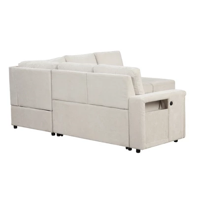 90.6" L-Shaped Padded Modular Sofa With Storage Space, Reversible Sectional Couch With USB Ports, And Cup Holders On The Armrests 4W-ModernLuxe 10 90.6" L-Shaped Padded Modular Sofa With Storage Space, Reversible Sectional Couch With USB Ports, And Cup Holders On The Armrests 4W-ModernLuxe - Image 8