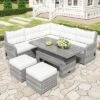 Outdoor Rattan Furniture Set, Patio Seating Group Conversation Set With Height-Adjustable Table And Recliner Seats -ModernLuxe -Luxe Furniture Sale GUEST c8a1b229 5b28 4eb4 b726 c29296c2f422