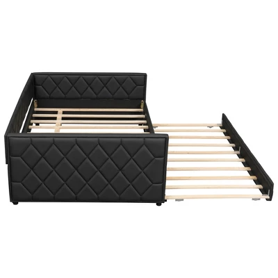 ModernLuxe Full XL Upholstered Daybed with Trundle and App-Controlled LED Lights 8 ModernLuxe Full XL Upholstered Daybed with Trundle and App-Controlled LED Lights - Image 6