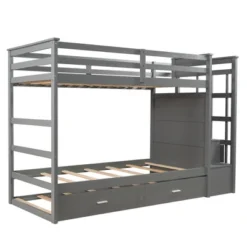 ModernLuxe Twin Over Twin Wood Bunk Bed with 4 Drawers, Trundle and Staircase 19 ModernLuxe Twin Over Twin Wood Bunk Bed with 4 Drawers, Trundle and Staircase -Luxe Furniture Sale GUEST c8f3015d 30b0 4324 9692 a0c832c826cd