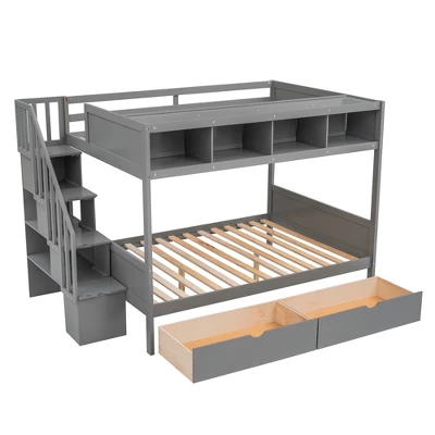 ModernLuxe Twin Over Full Bunk Bed with Storage Stairs & 2 Drawers 6 ModernLuxe Twin Over Full Bunk Bed with Storage Stairs & 2 Drawers - Image 4