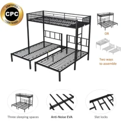 ModernLuxe Modern Metal Triple Bunk Bed - Convertible 3-in-1 Twin Design 18 ModernLuxe Modern Metal Triple Bunk Bed - Convertible 3-in-1 Twin Design -Luxe Furniture Sale GUEST c9e85881 d9f7 40fb aaa4 21db696e9328