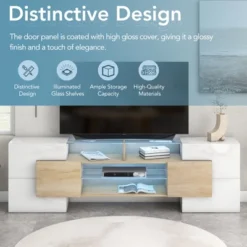 Versatile TV Stand For TVs Up To 80" With 2 Lighted Glass Shelves And LED Color Changing Lights - ModernLuxe -Luxe Furniture Sale GUEST c9ed8c52 0d58 4569 a5a9 c2c3666d32c7