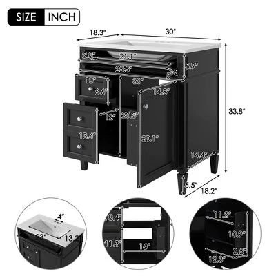 ModernLuxe 30-Inch Bathroom Vanity with Ceramic Sink and Smart Storage 4 ModernLuxe 30-Inch Bathroom Vanity with Ceramic Sink and Smart Storage - Image 2