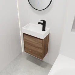 ModernLuxe Small Floating Bathroom Vanity with Ceramic Sink & Soft Close Door