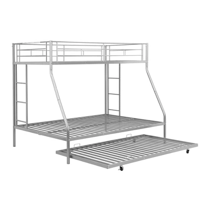 ModernLuxe Twin Over Full Steel Bunk Bed with Twin Size Trundle and Dual Ladders 6 ModernLuxe Twin Over Full Steel Bunk Bed with Twin Size Trundle and Dual Ladders - Image 4