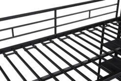 ModernLuxe Metal Twin Size Low Loft Bed with Storage Shelf and Integrated Stairs, Black -Luxe Furniture Sale GUEST cc1141ca 4c10 458e 9fa9 24571832c7ad