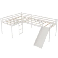 ModernLuxe L-Shaped Twin Size Loft Bed with Built-In Slide and Corner Ladder -Luxe Furniture Sale GUEST cc3c0c68 d550 4f18 a422 2ecb192dea93