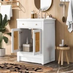 ModernLuxe 24-Inch Bathroom Vanity with Single Undermount Sink and Pull-Out Footrest