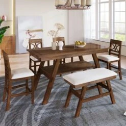 ModernLuxe 6-Piece Rustic Wood Counter Height Dining Set with Storage Shelf, 4 Chairs & Bench 25 ModernLuxe 6-Piece Rustic Wood Counter Height Dining Set with Storage Shelf, 4 Chairs & Bench -Luxe Furniture Sale GUEST cc803b8d fb4d 4088 83a1 b09a58a38d99